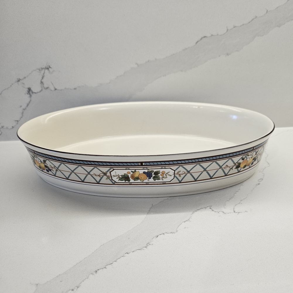 Vintage Mikasa Provincial Basket of Fruit Oval Baker 10 1/8" CV954